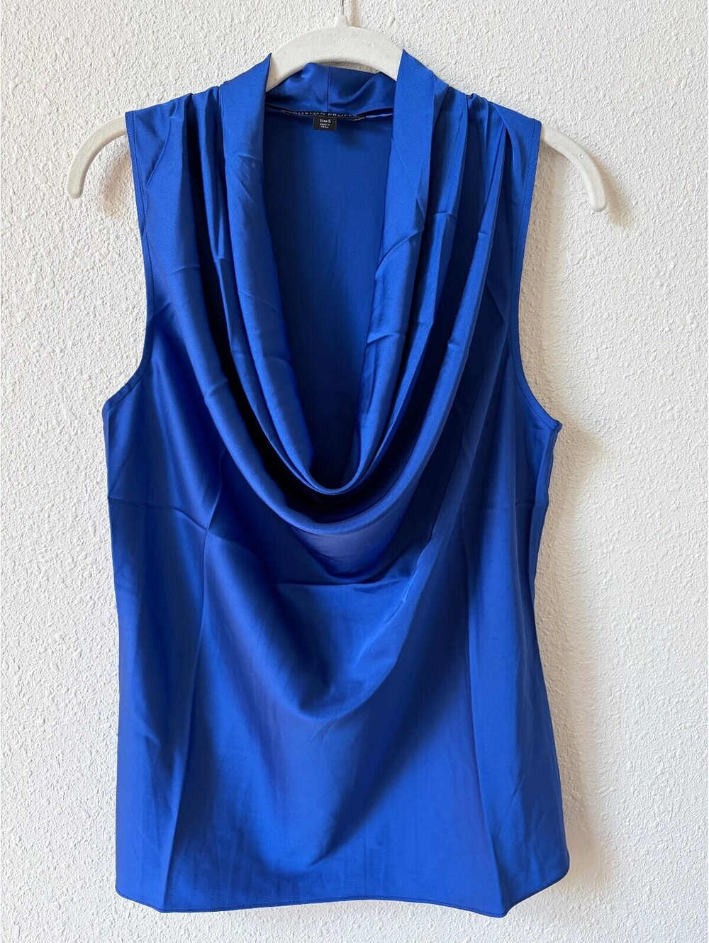 Boston Proper Satin Cowl Neck Sleeveless Top Blue Size Small Luxury Party